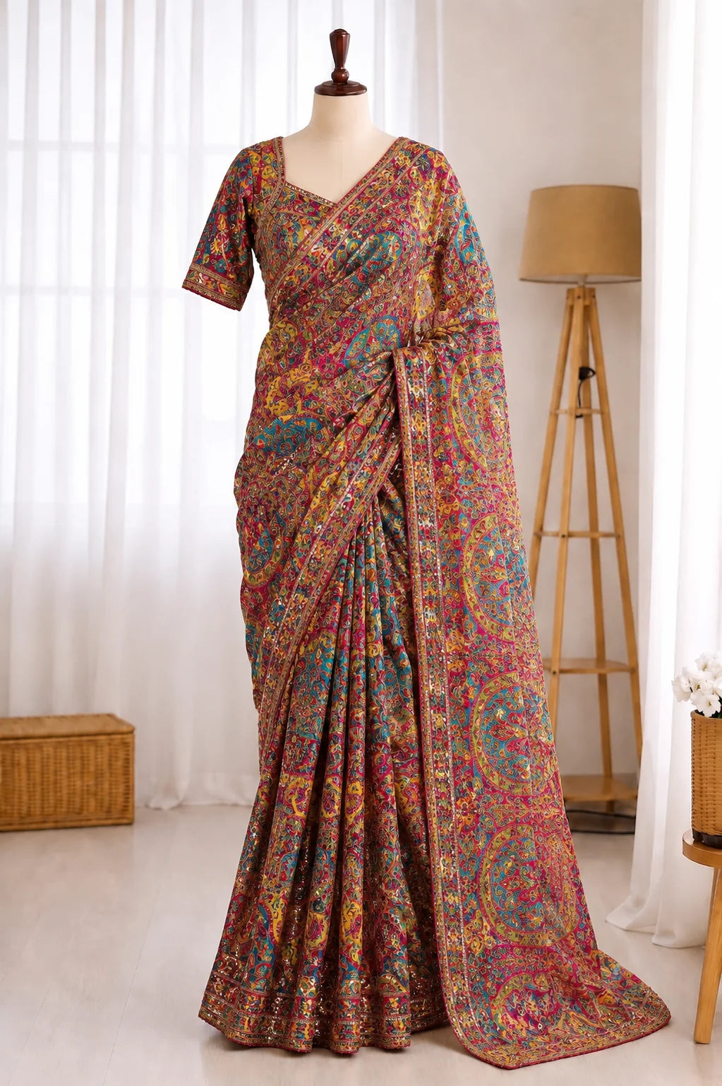 Pure Viscose Wedding Special Saree With Ready Made Blouse