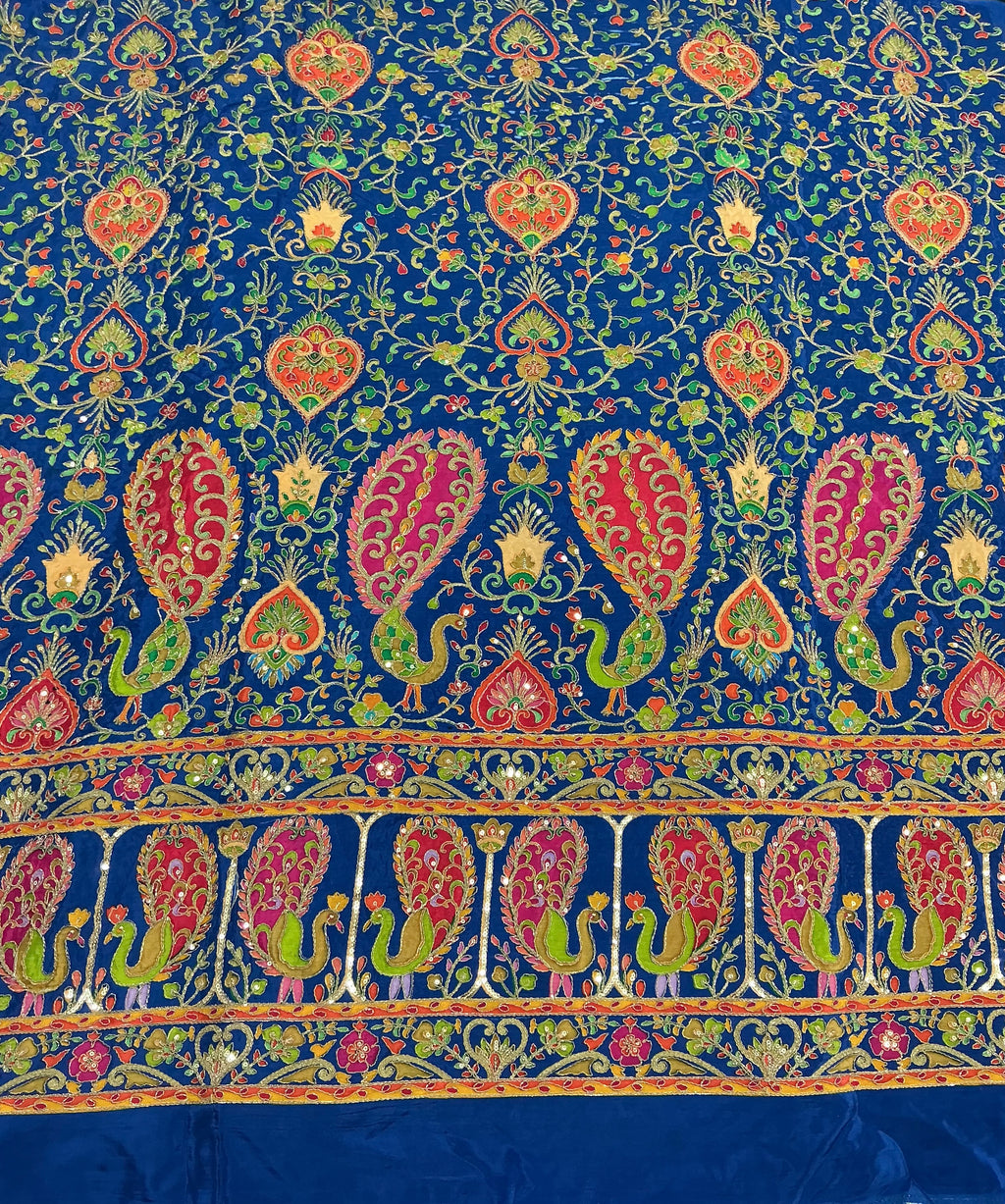 Bright color peacock designer embroidery printed crepe (perfect for mens Kurta )