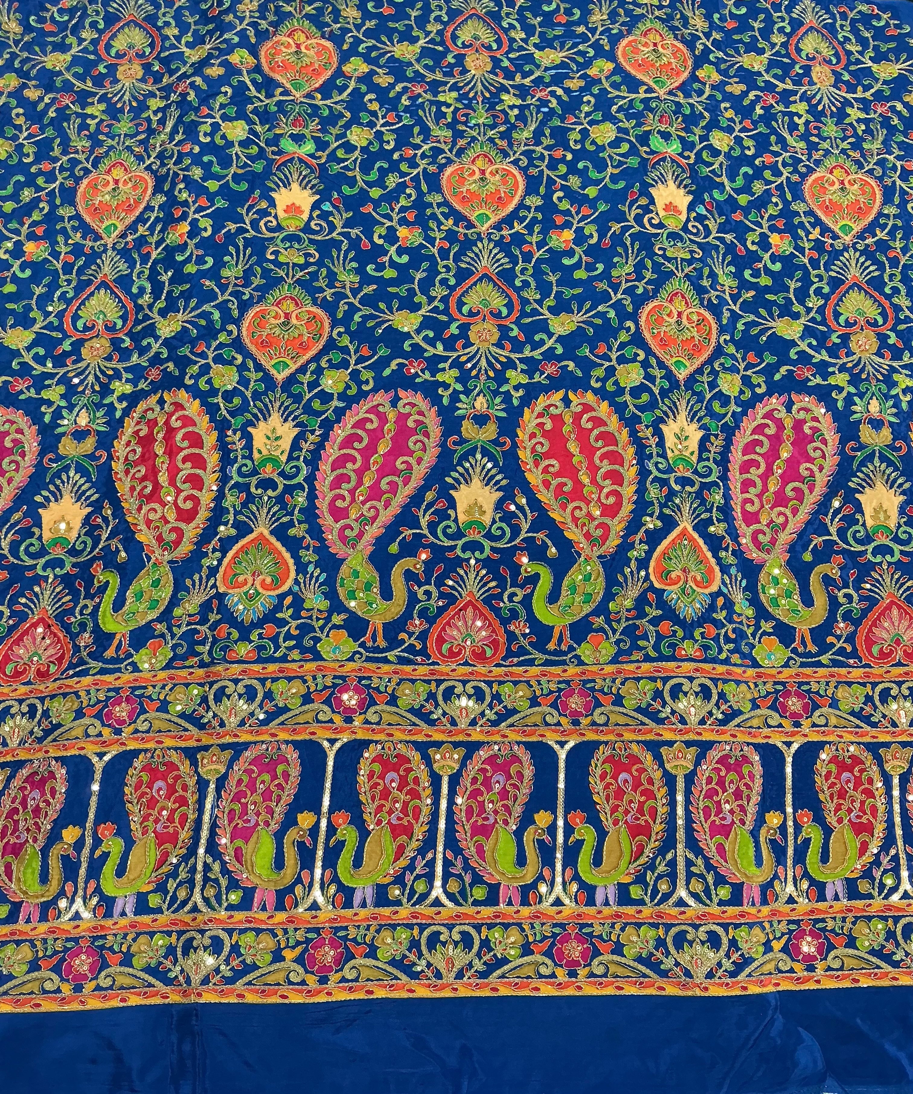 Bright color peacock designer embroidery printed crepe (perfect for mens Kurta )