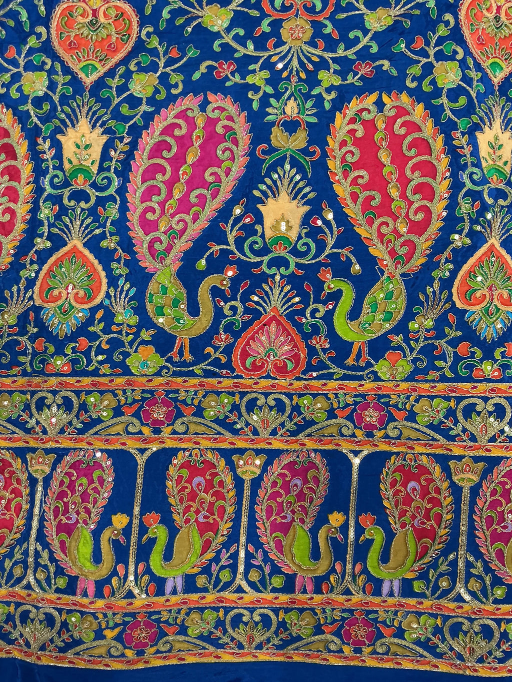 Bright color peacock designer embroidery printed crepe (perfect for mens Kurta )