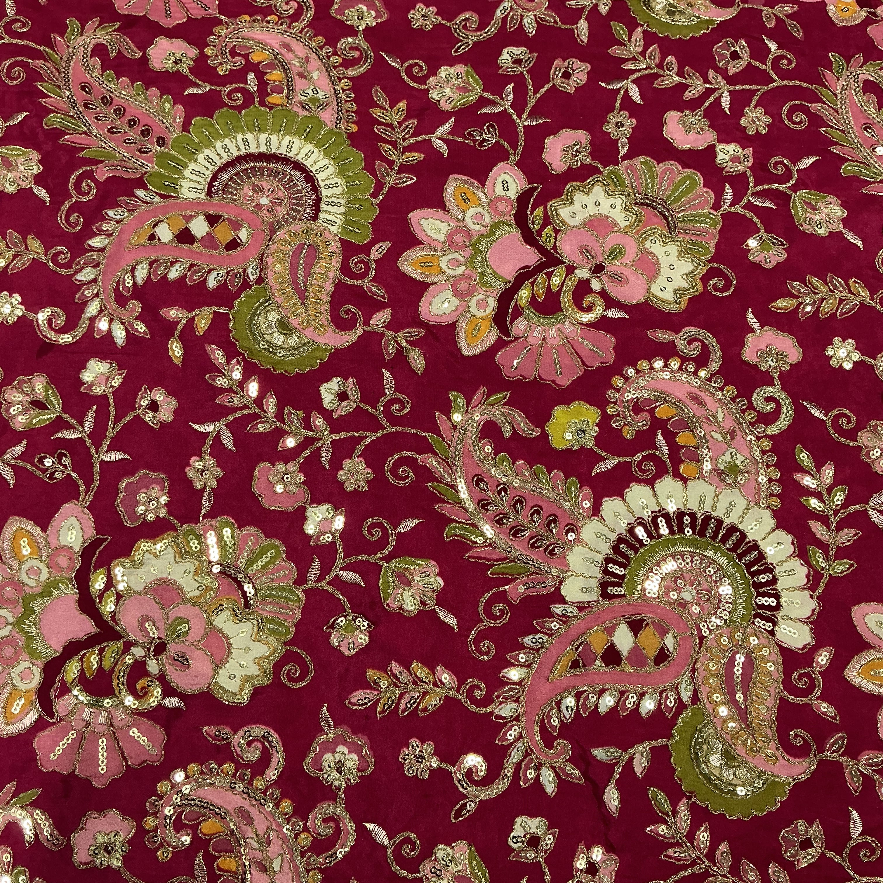 DARK COLOR Keri embroidery position printed crepe fabric