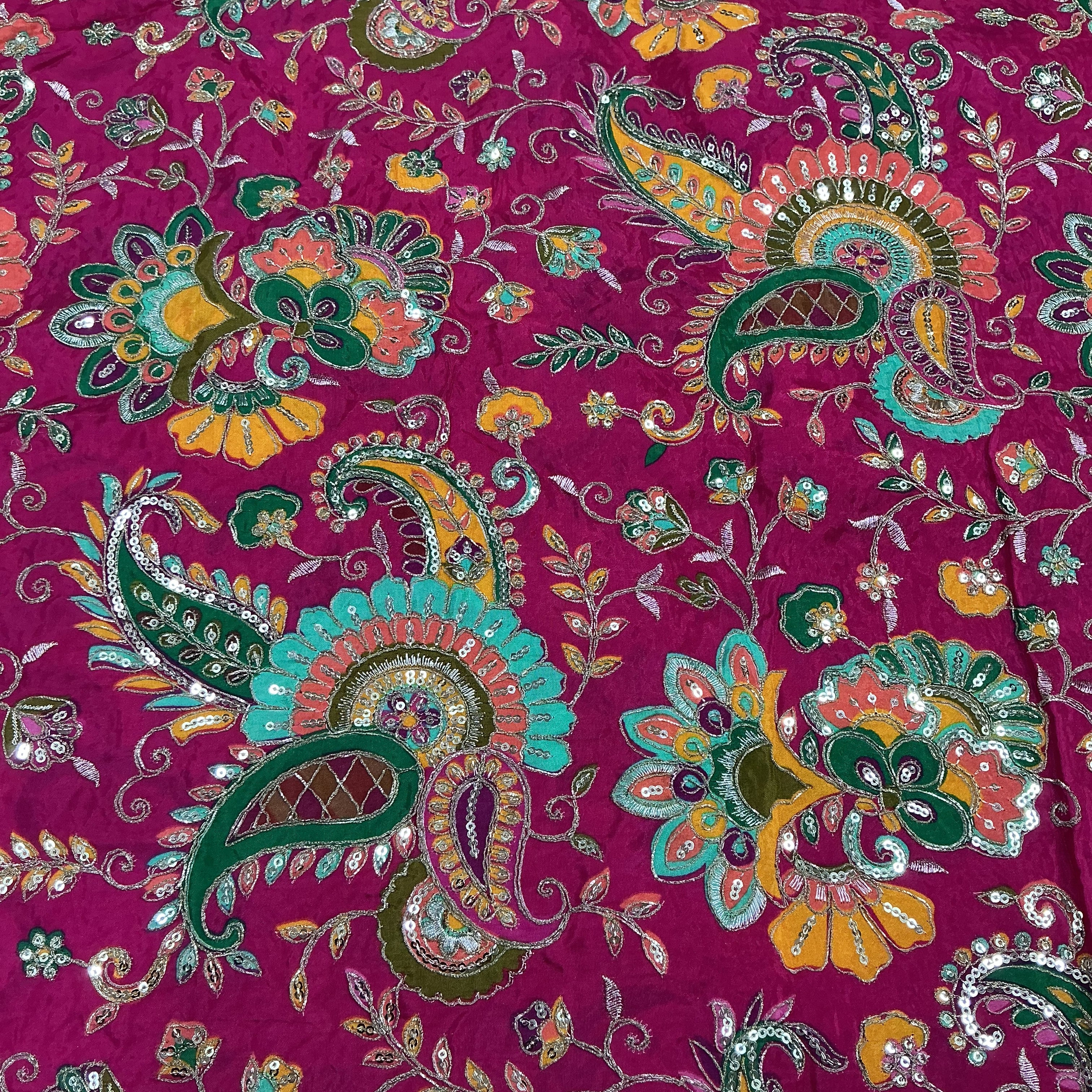 DARK COLOR Keri embroidery position printed crepe fabric