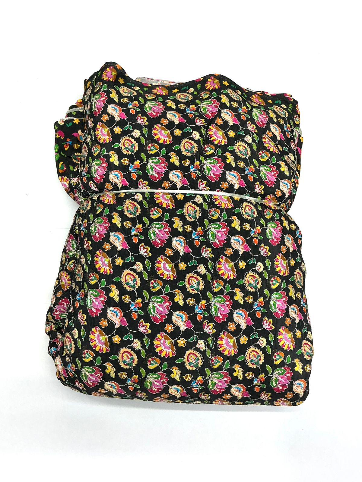 MULTICOLOR floral embroidery print natural crepe (perfect for gown )