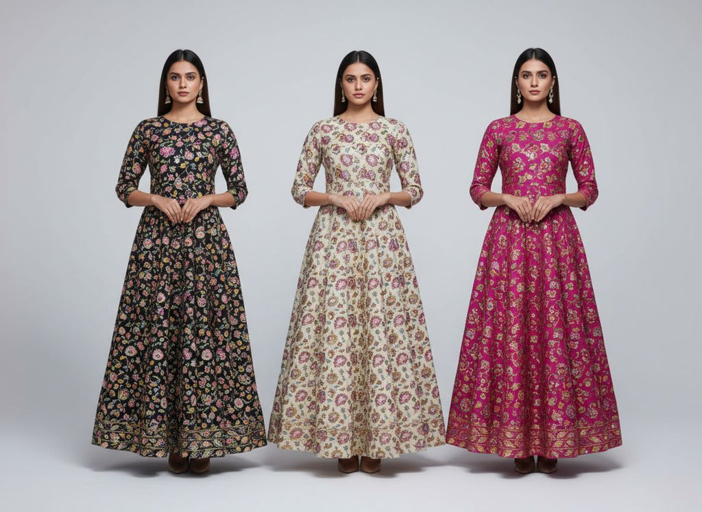 MULTICOLOR floral embroidery print natural crepe (perfect for gown )