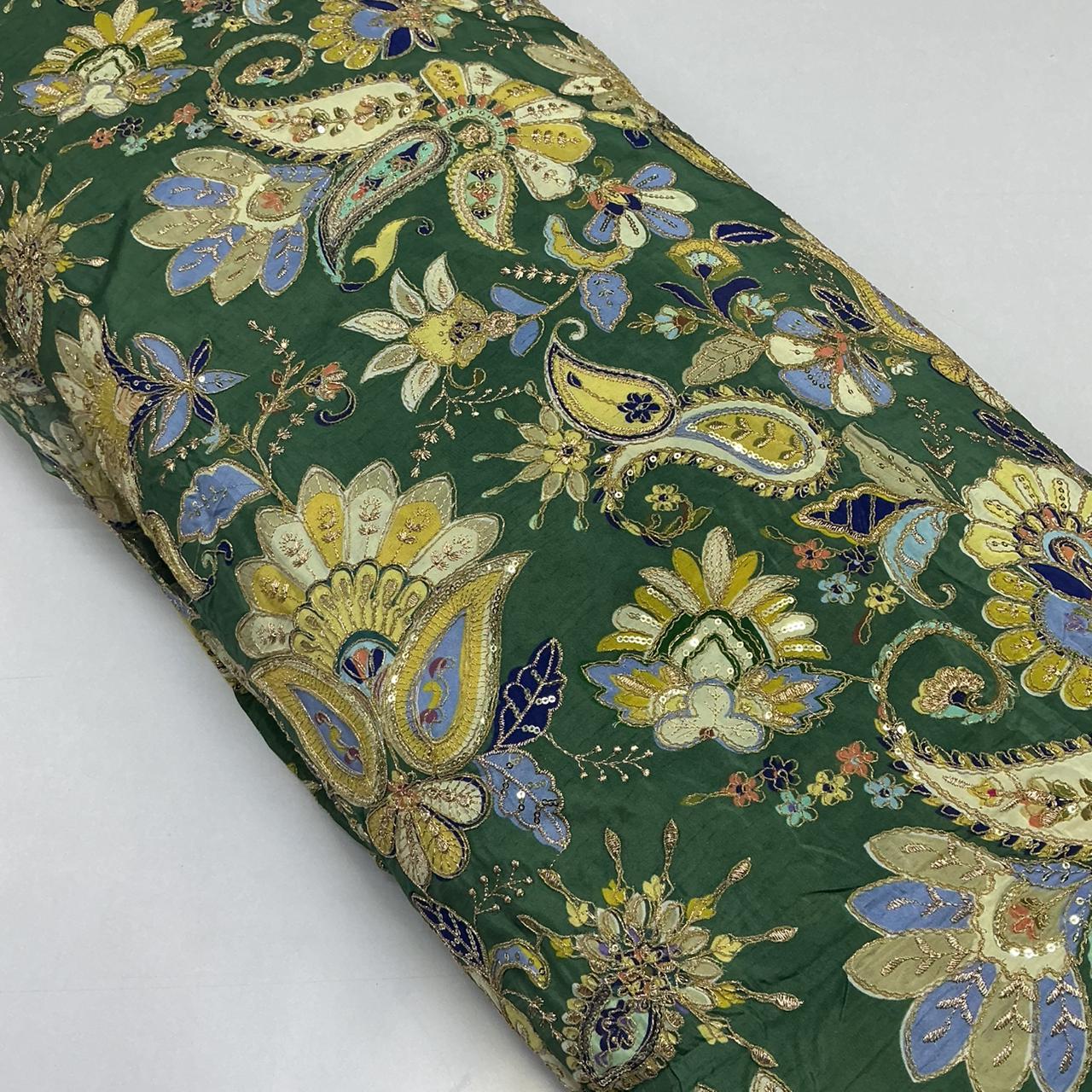 Royal Look Pure Crepe Rajwadi embroidery Work Position Print Wedding Fabric Nehru Jacket