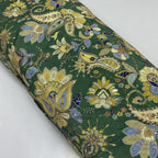 Pure Crepe Rajwadi embroidery Work Position Print Gown Dress Fabric For weddings