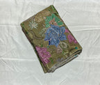 Zari with Sequins Floral Positional Print On  Pure Crepe Fabric