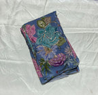 Zari with Sequins Floral Positional Print On  Pure Crepe Fabric