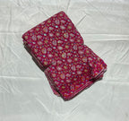 Small Floral embroidery worked position printed natural crepe fabric 5 color set