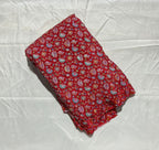 Small Floral embroidery worked position printed natural crepe fabric 5 color set