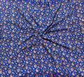 Small Floral embroidery worked position printed natural crepe fabric 5 color set