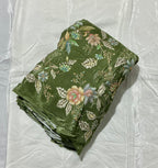 Floral Positional Print Zari Sequins Embroidered Crepe Fabric
