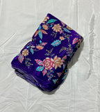 Floral Positional Print Zari Sequins Embroidered Crepe Fabric
