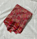 Multi Heavy Zari embroidery worked position print fabric