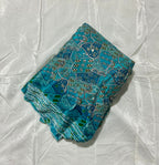 Multi Heavy Zari embroidery worked position print fabric