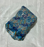 Multi Heavy Zari embroidery worked position print fabric