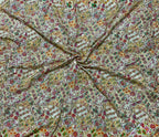 Multi Heavy Zari embroidery worked position print fabric
