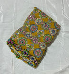 Kaju-gola Heavy Embroidery worked Position Print fabric