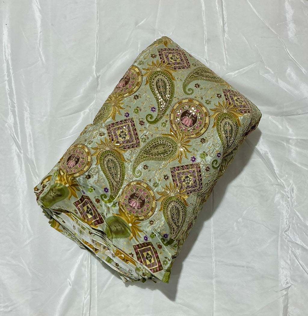 Keri Position print embroidery fabric