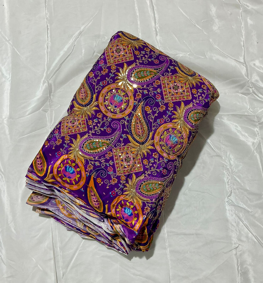 Keri Position print embroidery fabric
