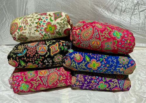 Beautiful Position Print On Sequins Embroidery Viscose crepe Fabric