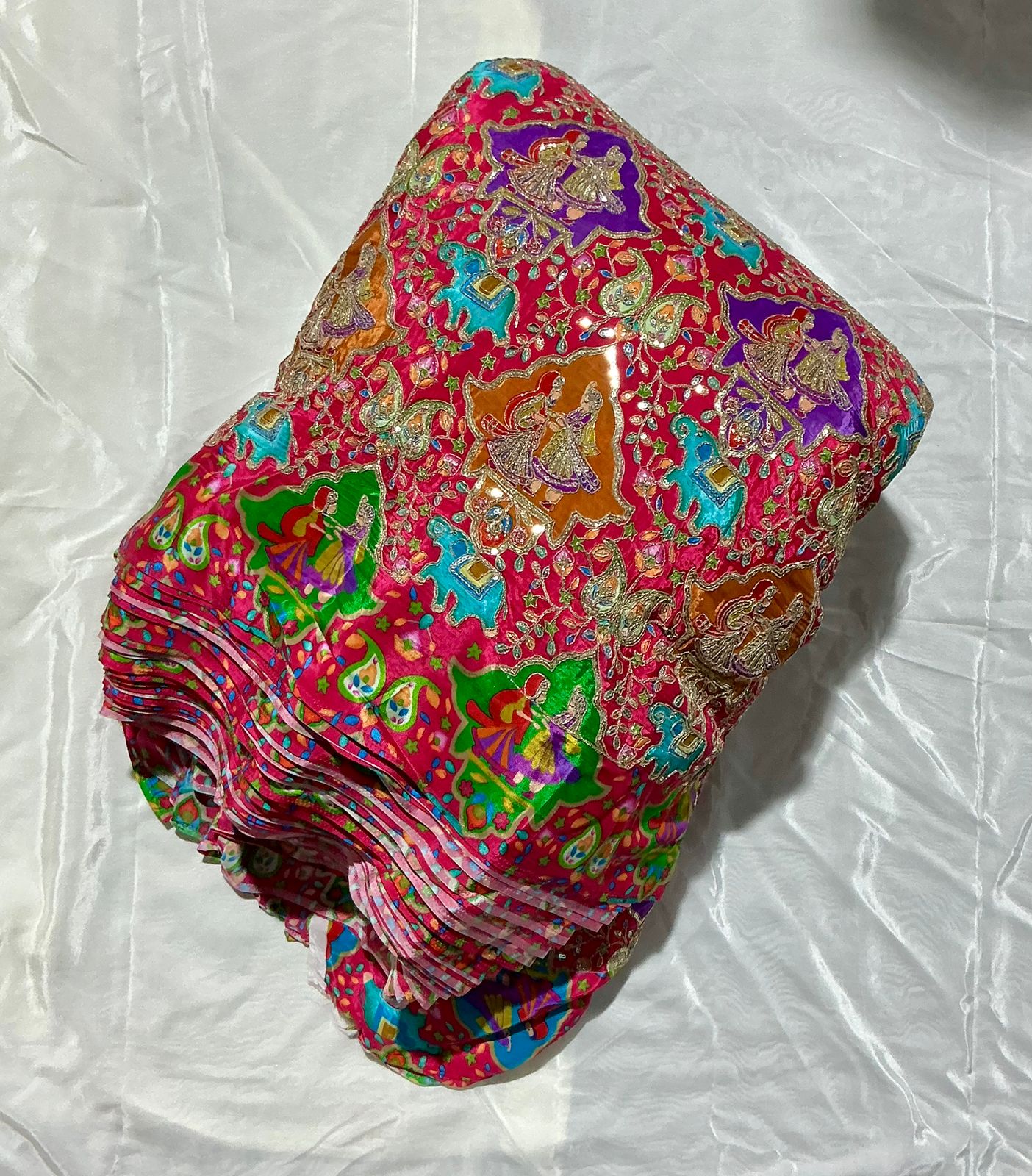 Raja and Rani Embroidery Work Crepe Fabric