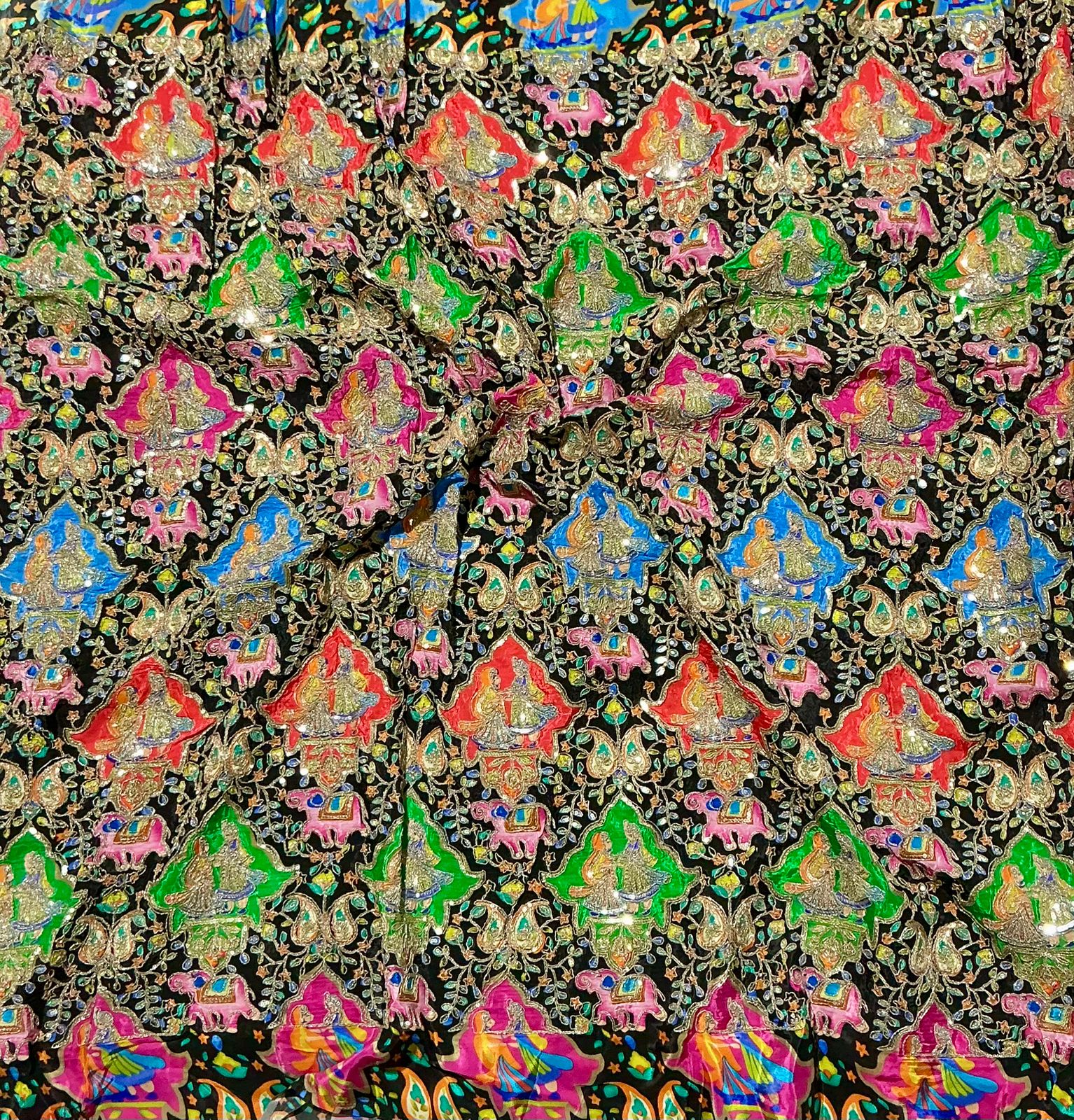 Raja and Rani Embroidery Work Crepe Fabric