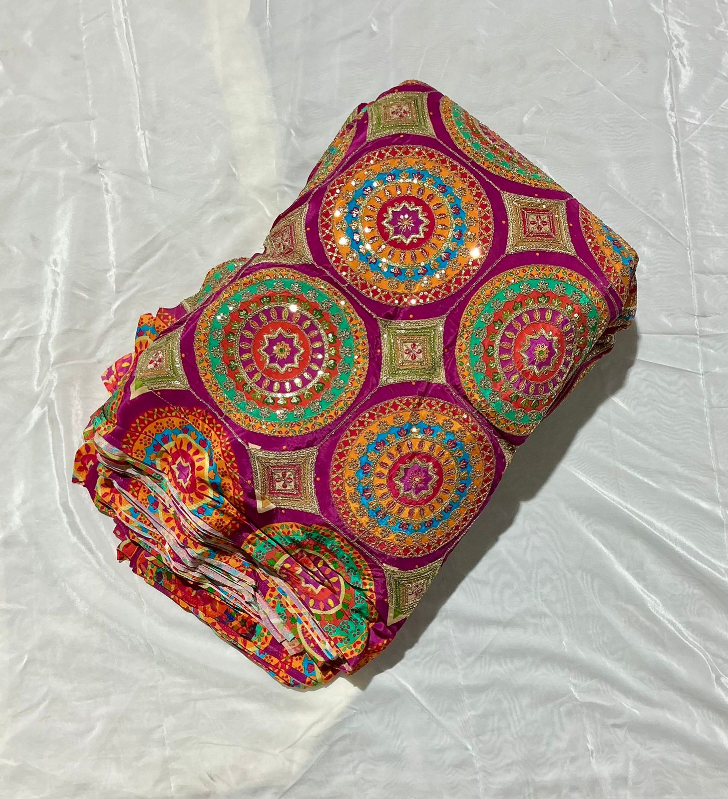 Exclusive Abstract Position Print On Crepe Fabric