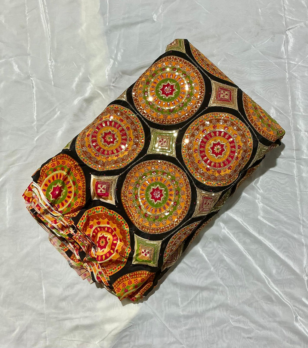 Exclusive Abstract Position Print On Crepe Fabric