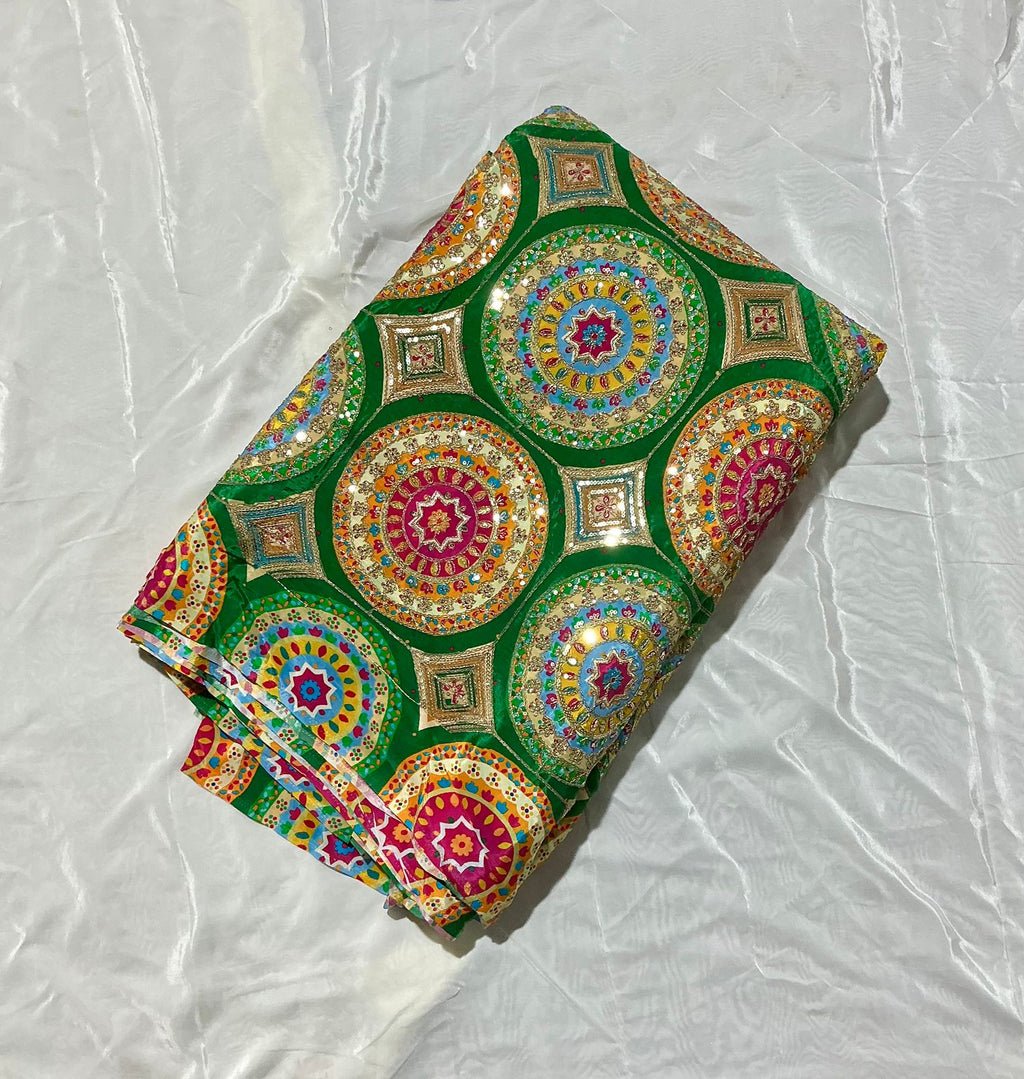 Exclusive Abstract Position Print On Crepe Fabric