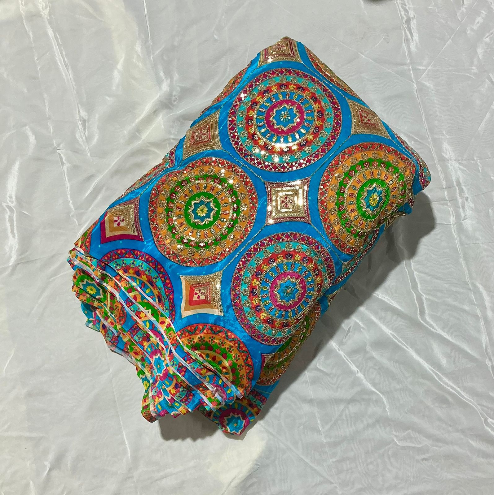 Exclusive Abstract Position Print On Crepe Fabric