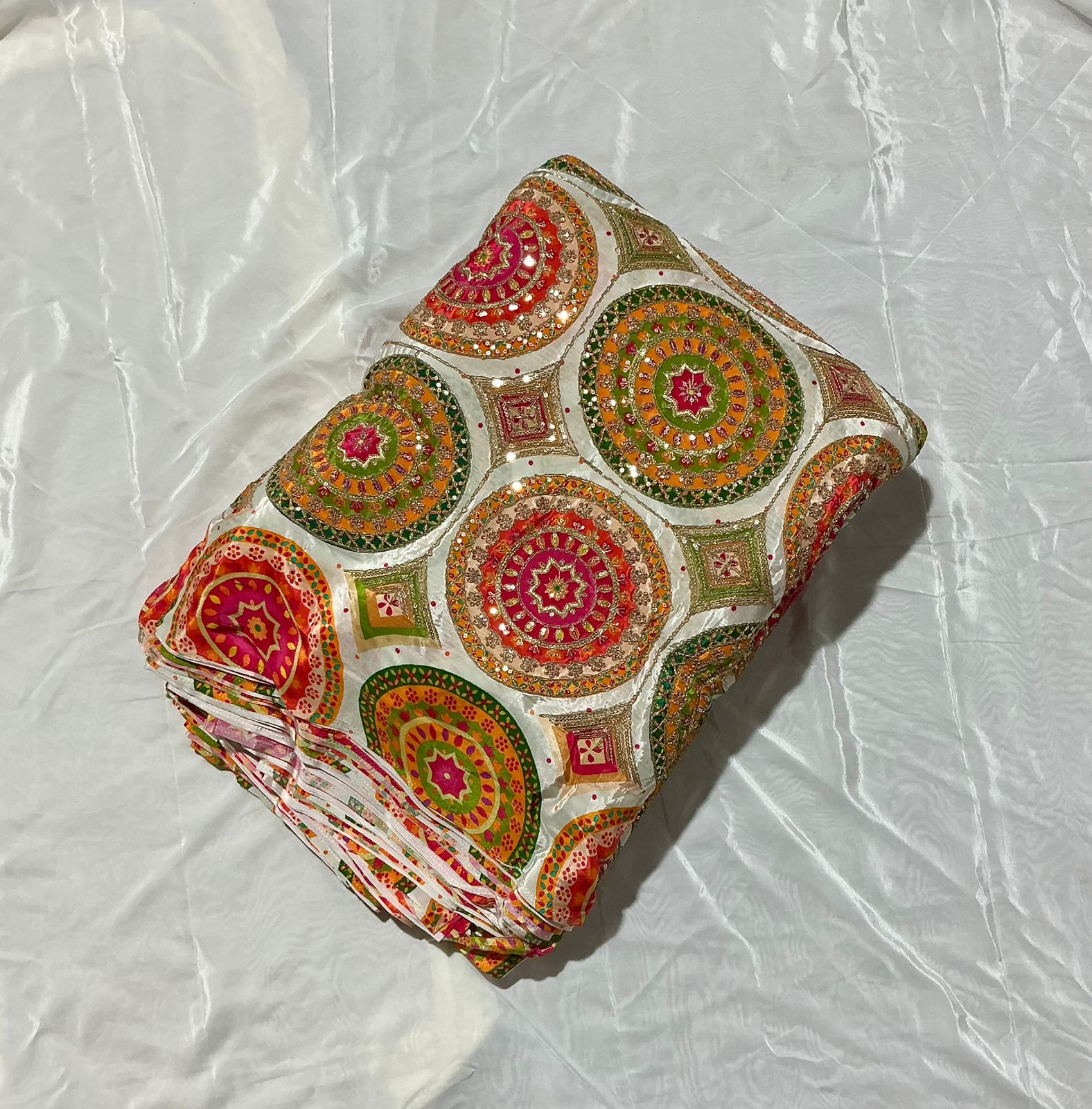 Exclusive Abstract Position Print On Crepe Fabric