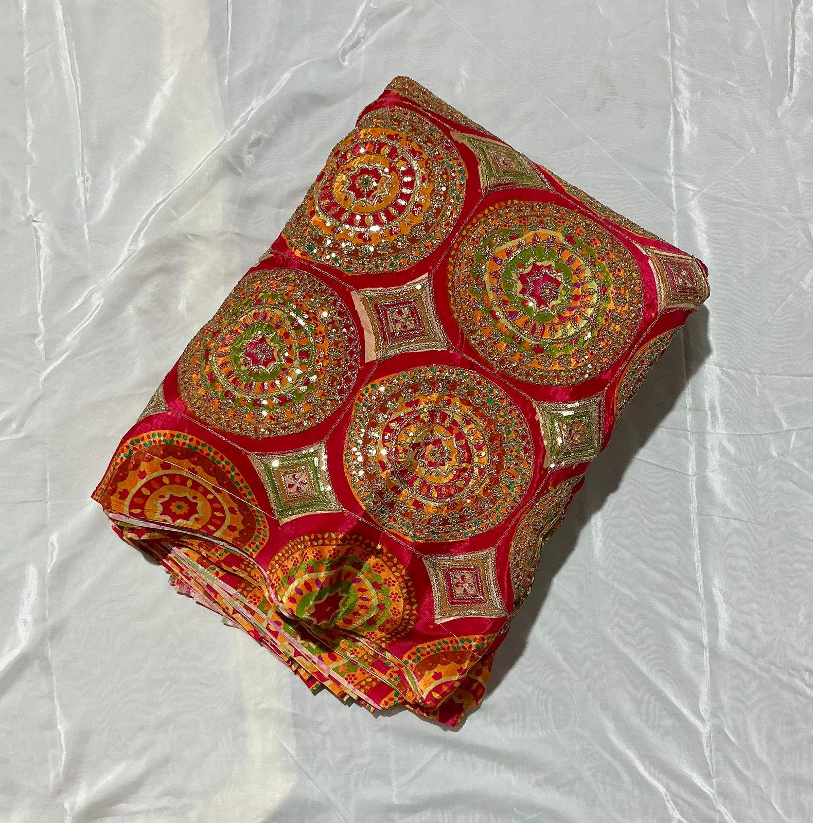 Exclusive Abstract Position Print On Crepe Fabric