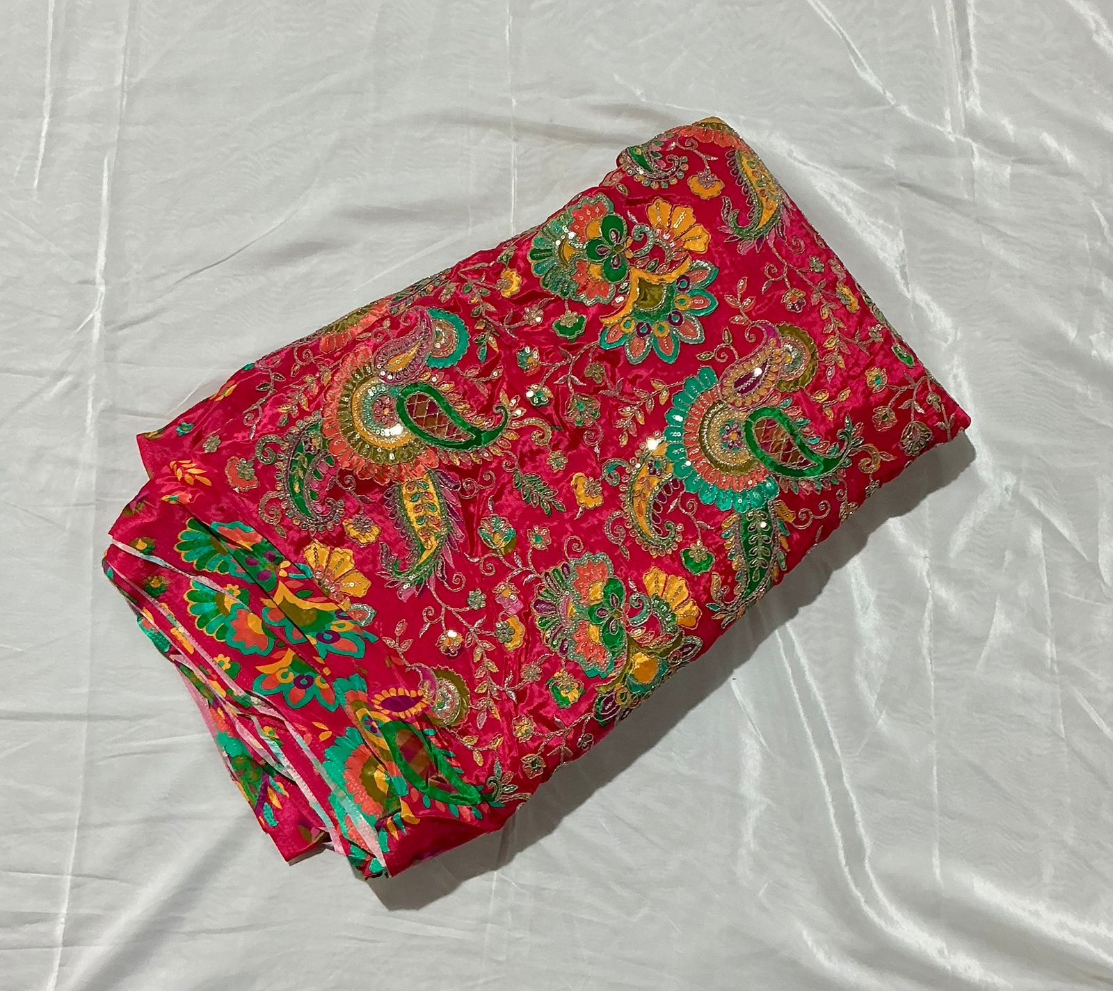 Most Loved Keri Embroidery Position Print Crepe Fabric