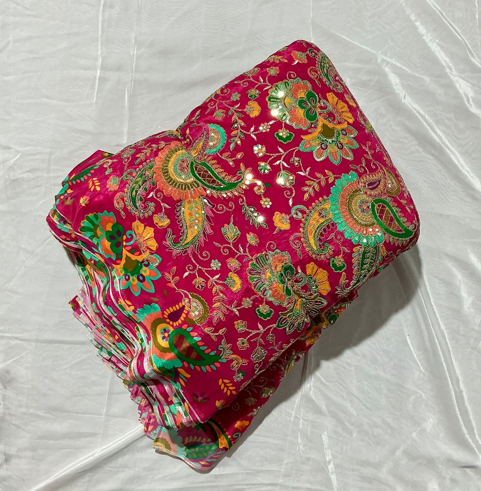 Most Loved Keri Embroidery Position Print Crepe Fabric