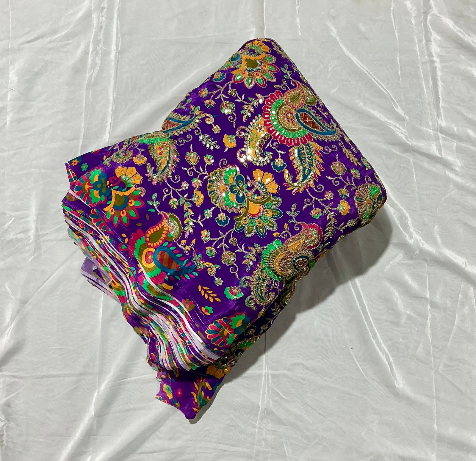 Most Loved Keri Embroidery Position Print Crepe Fabric