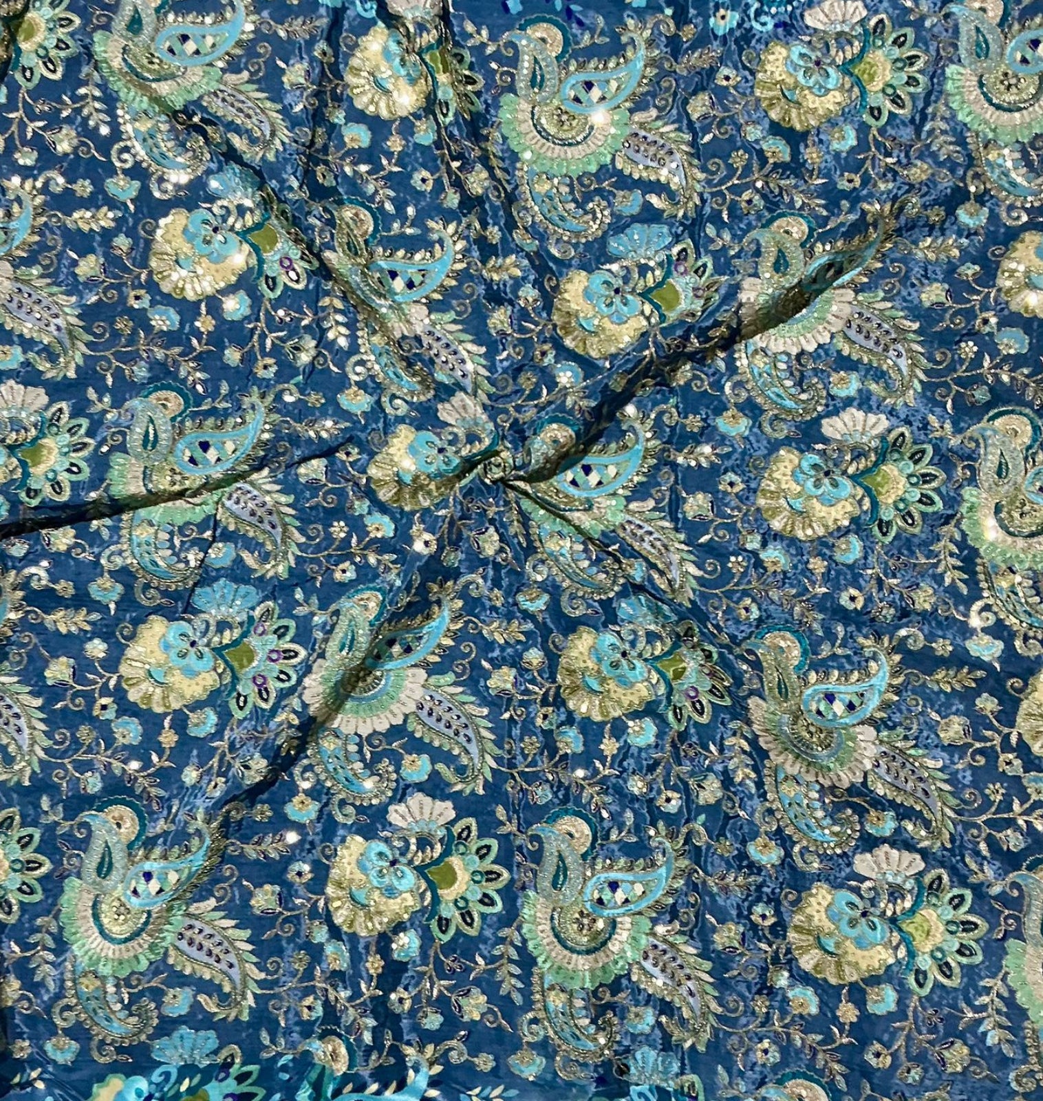 Most Loved Keri Embroidery Position Print Crepe Fabric