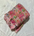 Raja Rani Position Print Fabric on Natural crepe