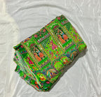 Raja Rani Position Print Fabric on Natural crepe