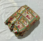Raja Rani Position Print Fabric on Natural crepe