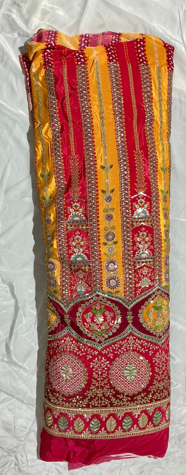 Most Trending Daman Embroidery Work Position Printed on Natural Crepe 54 width