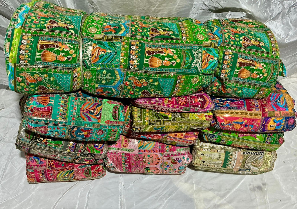 Raja Rani Position Print Fabric on Natural crepe