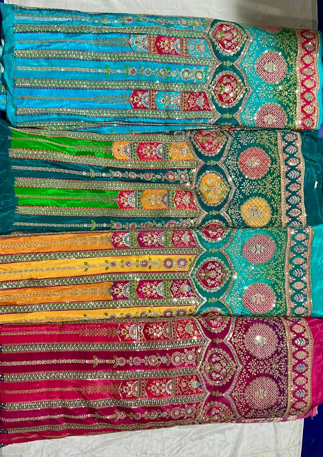 Most Trending Daman Embroidery Work Position Printed on Natural Crepe 54 width