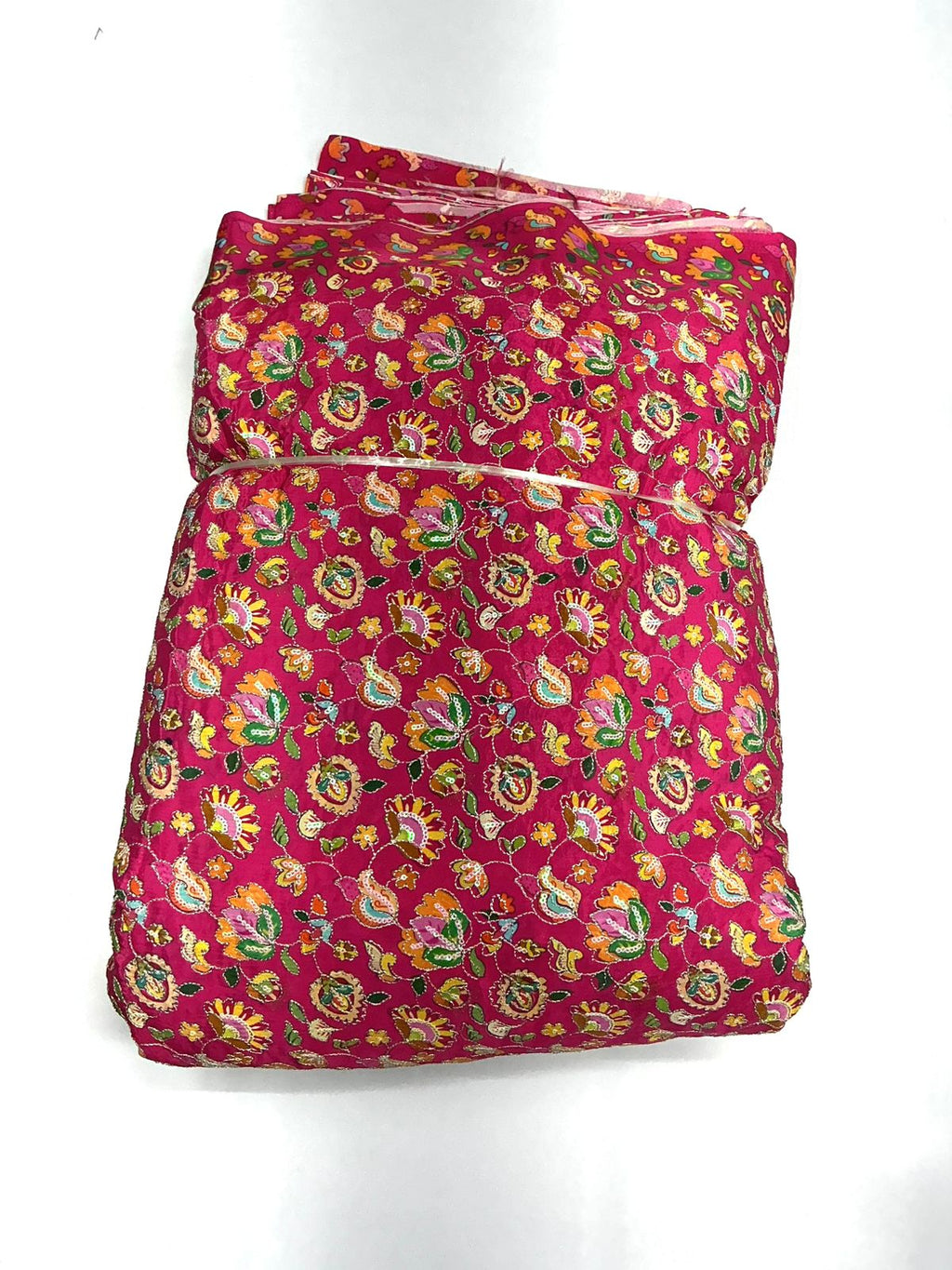 Rani color floral embroidery print natural crepe ( perfect for mens Kurta )