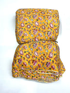 Mustard color floral embroidery print natural crepe ( perfect for haldi)
