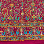 Rani color Rajwadi Embroidery Position Printed Fabric 48 Inch width ( only fabric )