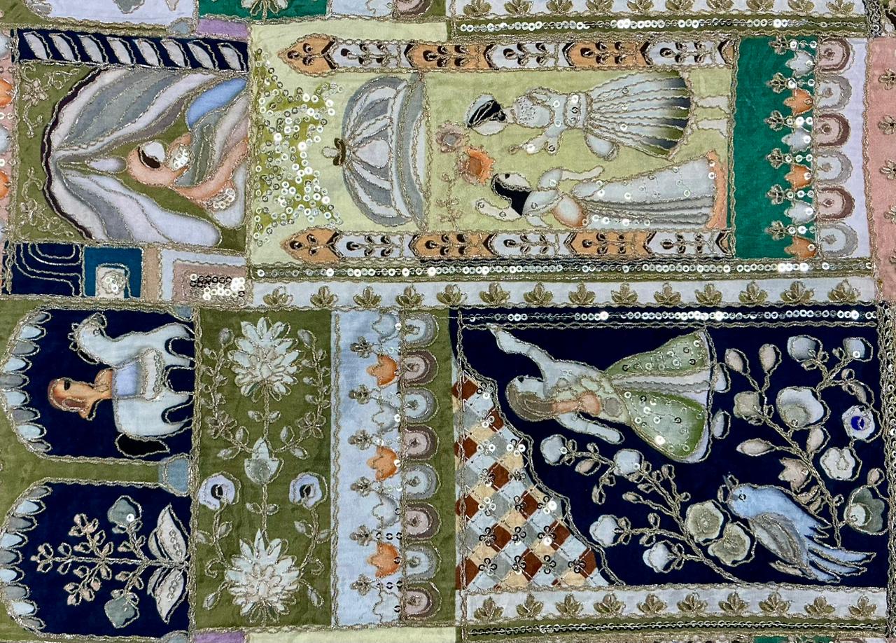 Pure Viscose Position Print Raja Rani Embroidery Work Fabric - Wedding Party