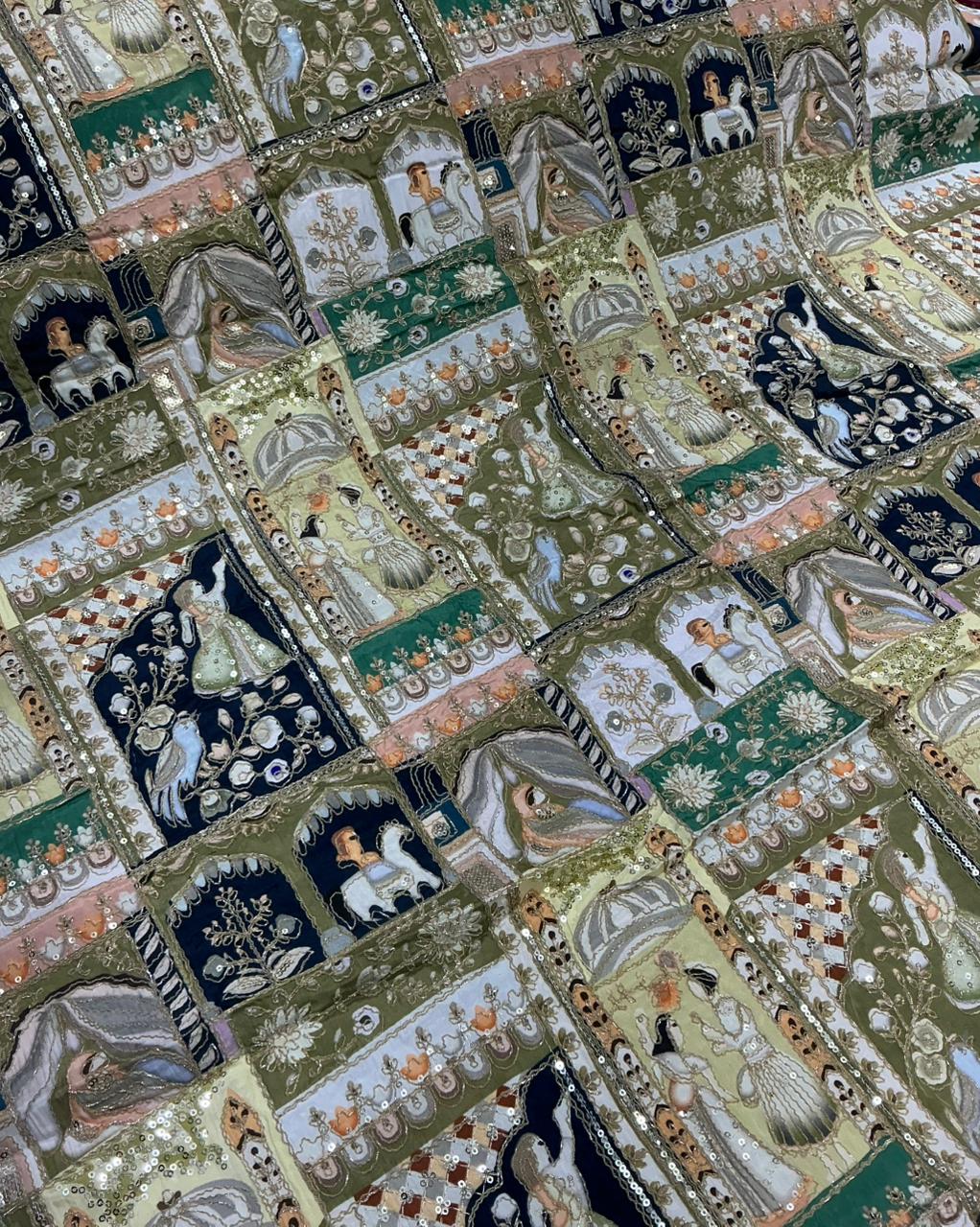 Mahendi Function Special Raja rani Pure crepe lahenga fabric