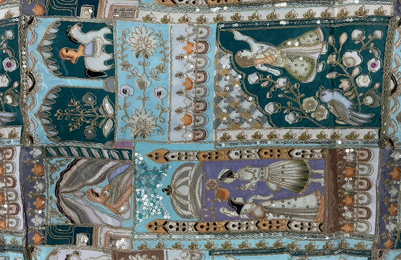 Pastel Color Pure Viscose Position Print Raja Rani Embroidery Work Fabric - Panjabi Dress