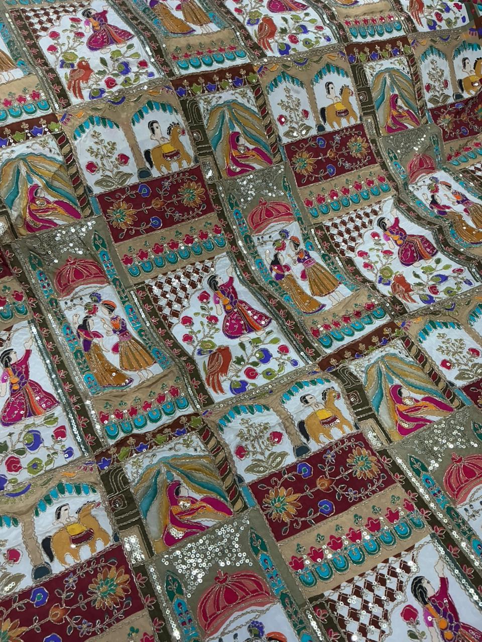 Pure Viscose Position Print Raja Rani Embroidery Work Fabric - Men's Kurta